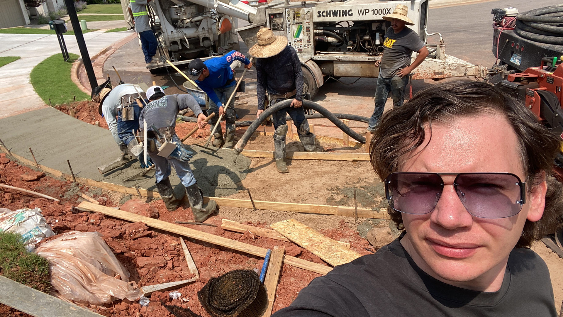 Forming concrete path and driveway 