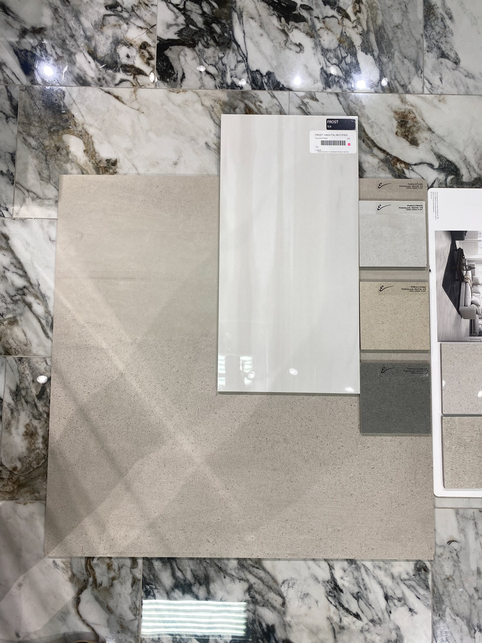 MASTER BATHROOM FLOORING AND SHOWER WALL TILE SAMPLES