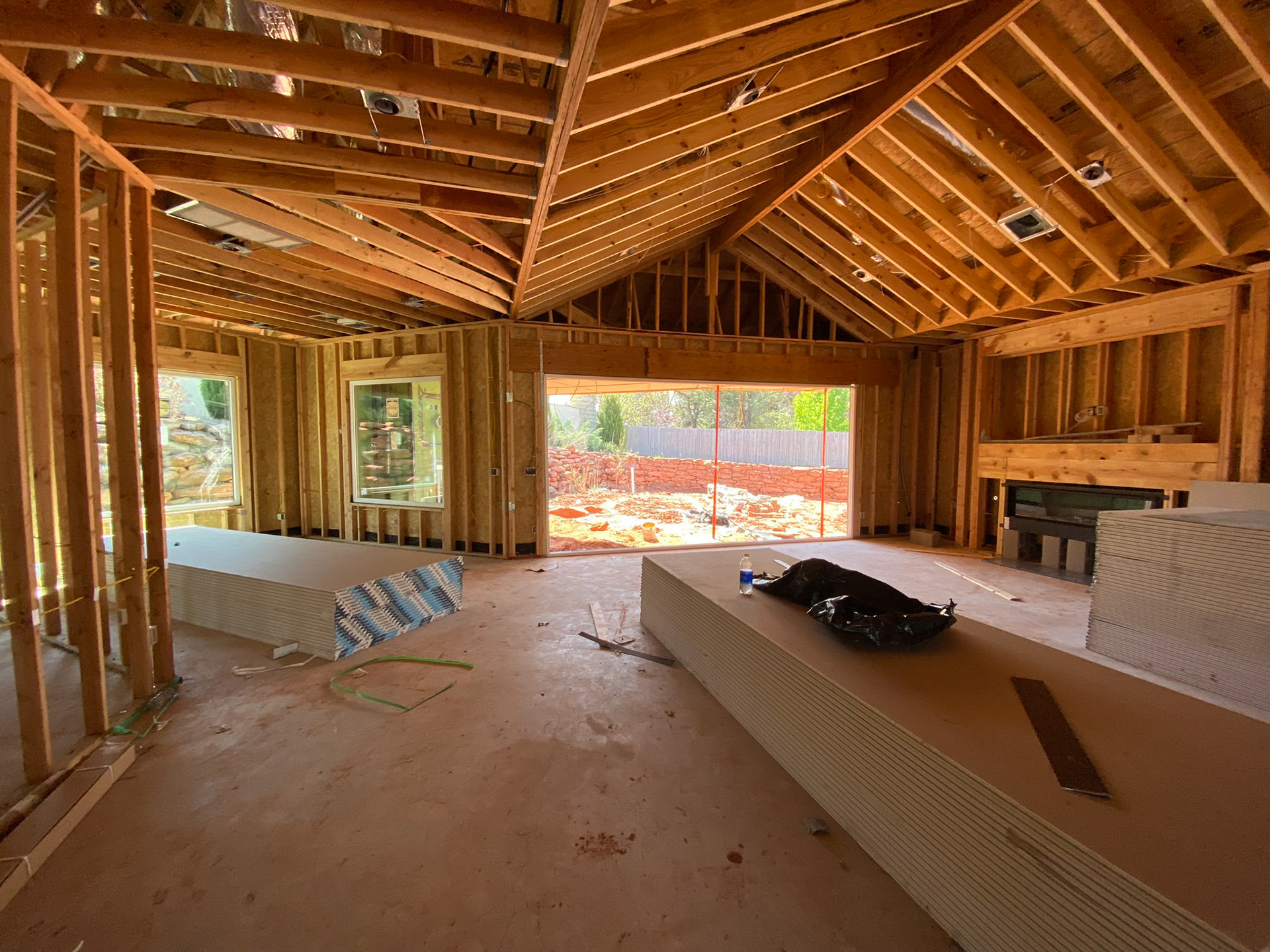 Main living area connected with Kitchen and dinning. Huge 8ft sliding doors connect the outdoor patio with living area