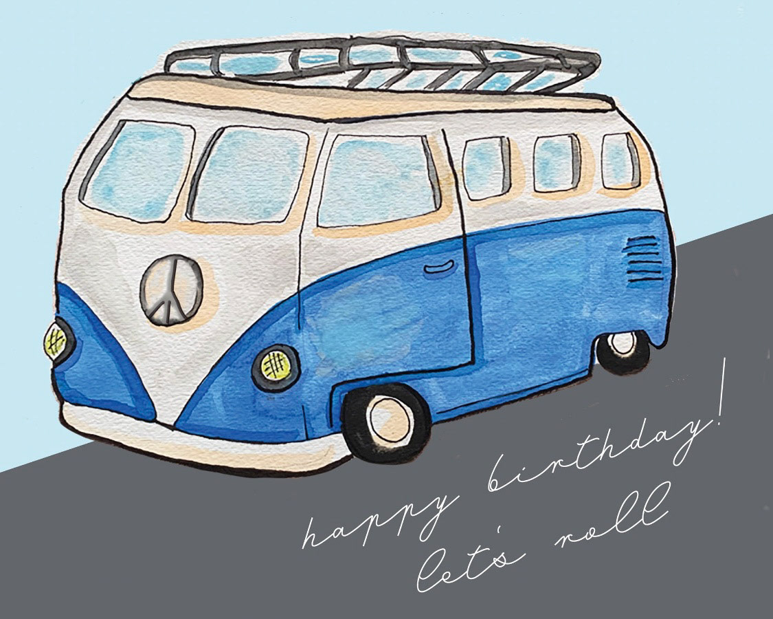 Peace Surf Van Greeting Card / Kerry Quinn Callahan / Artist / Pittsburgh