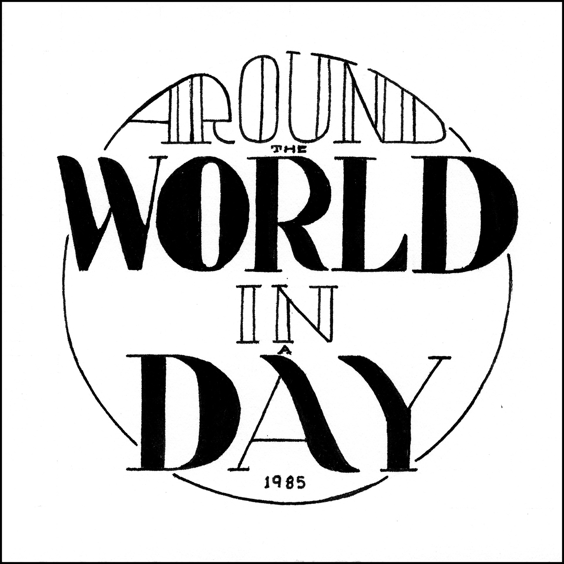 Around the World in a Day - 5"x5" - Ink on Paper