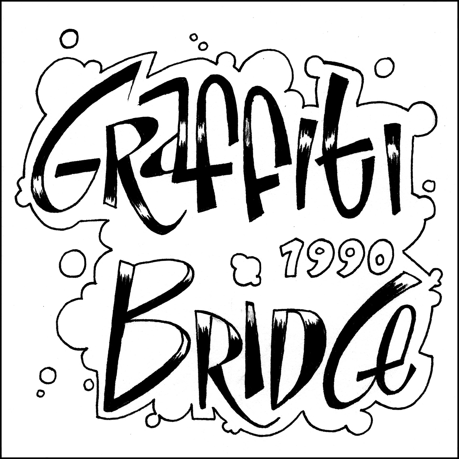 Graffiti Bridge - 5"x5" - Ink on Paper