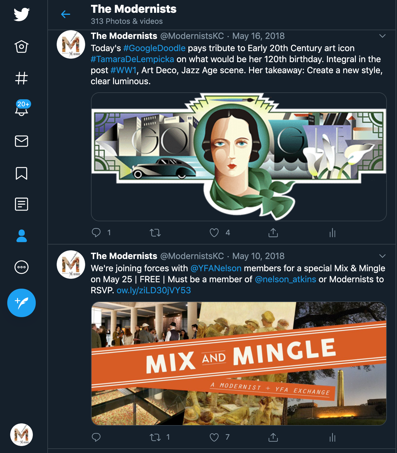 Social Media Management Example - The Modernists