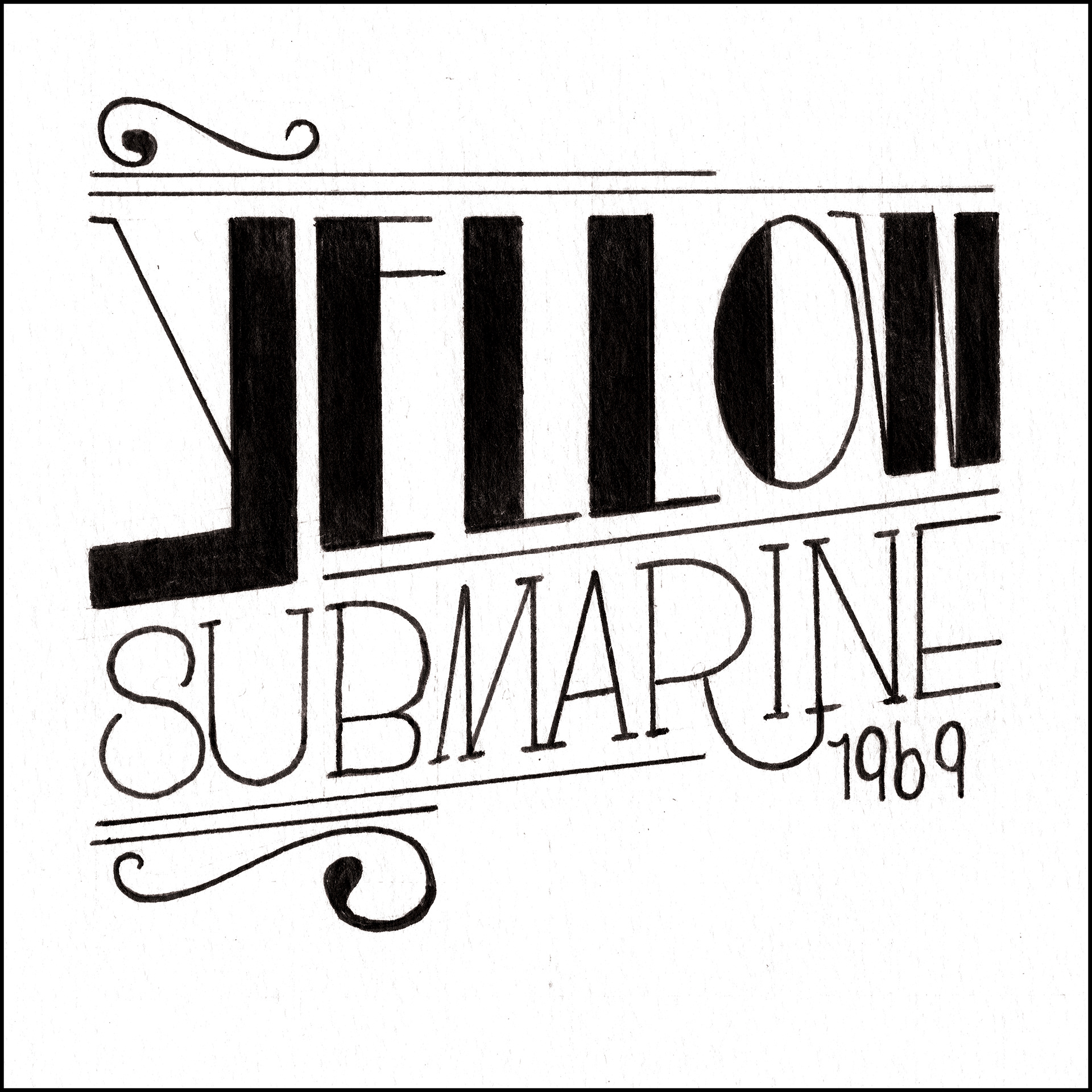 Yellow Submarine - 5"x5" - Ink on Paper