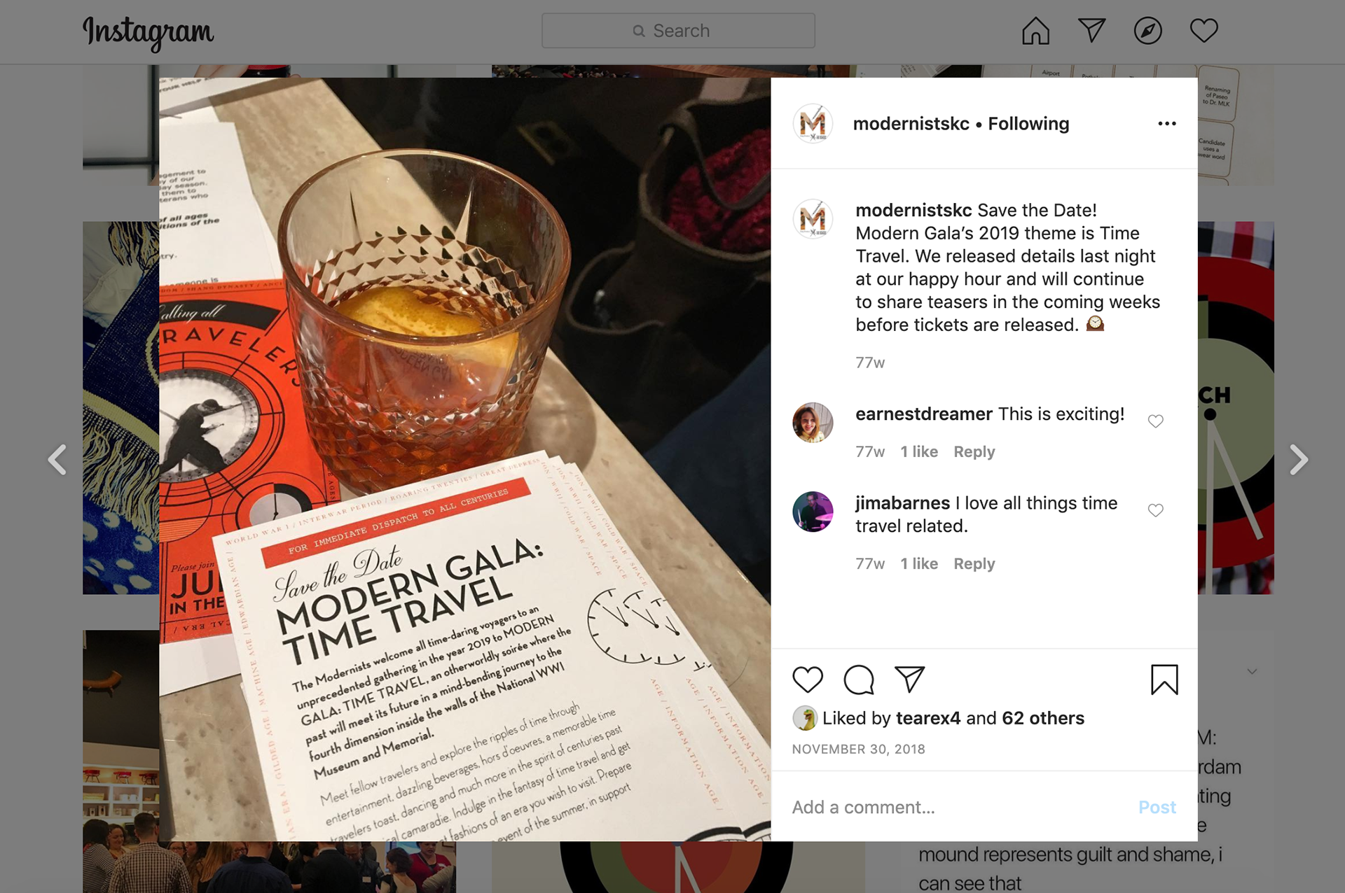 Social Media Management Example - The Modernists