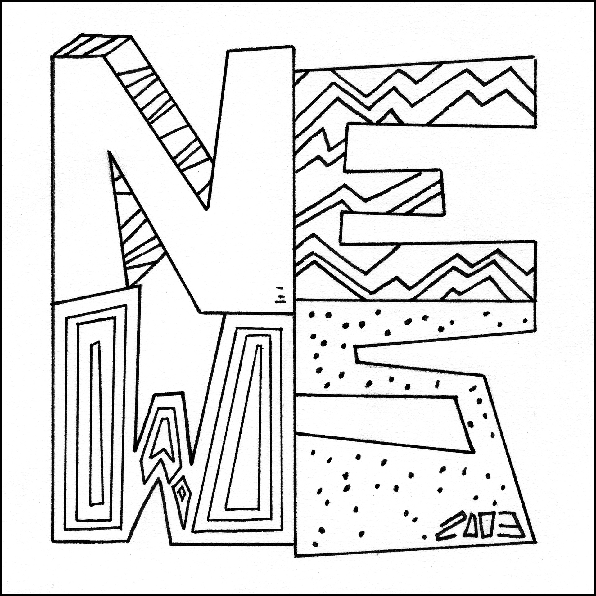 N.E.W.S. - 5"x5" - Ink on Paper
