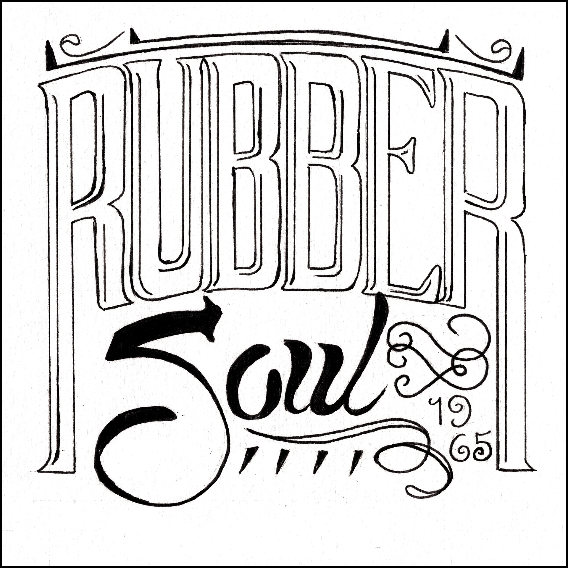 Rubber Soul - 5"x5" - Ink on Paper