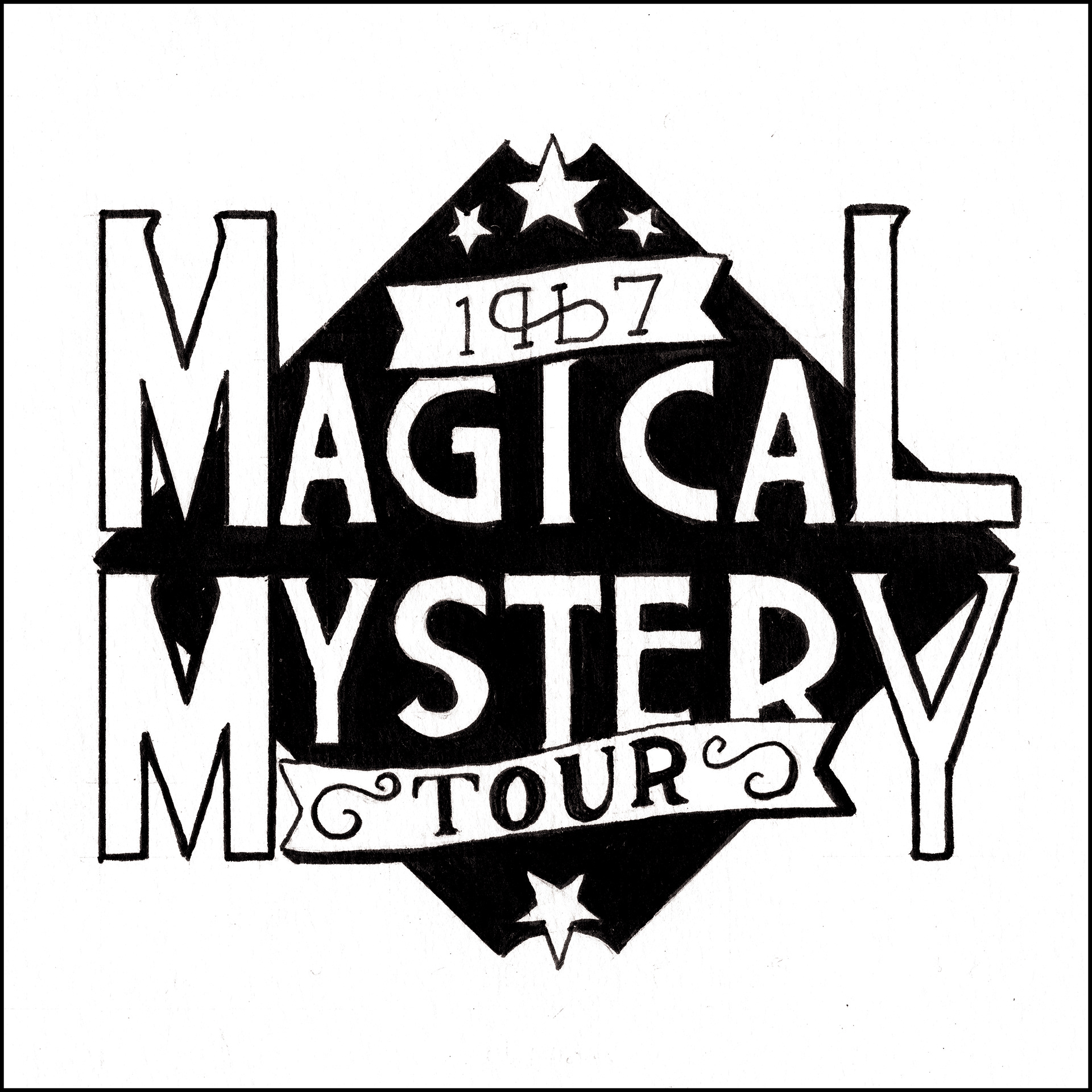 Magical Mystery Tour - 5"x5" - Ink on Paper