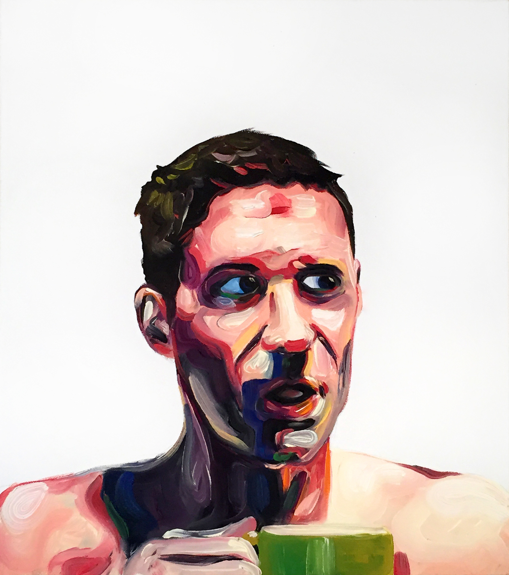 David with Coffee - 15"x17" - Oil on Canvas