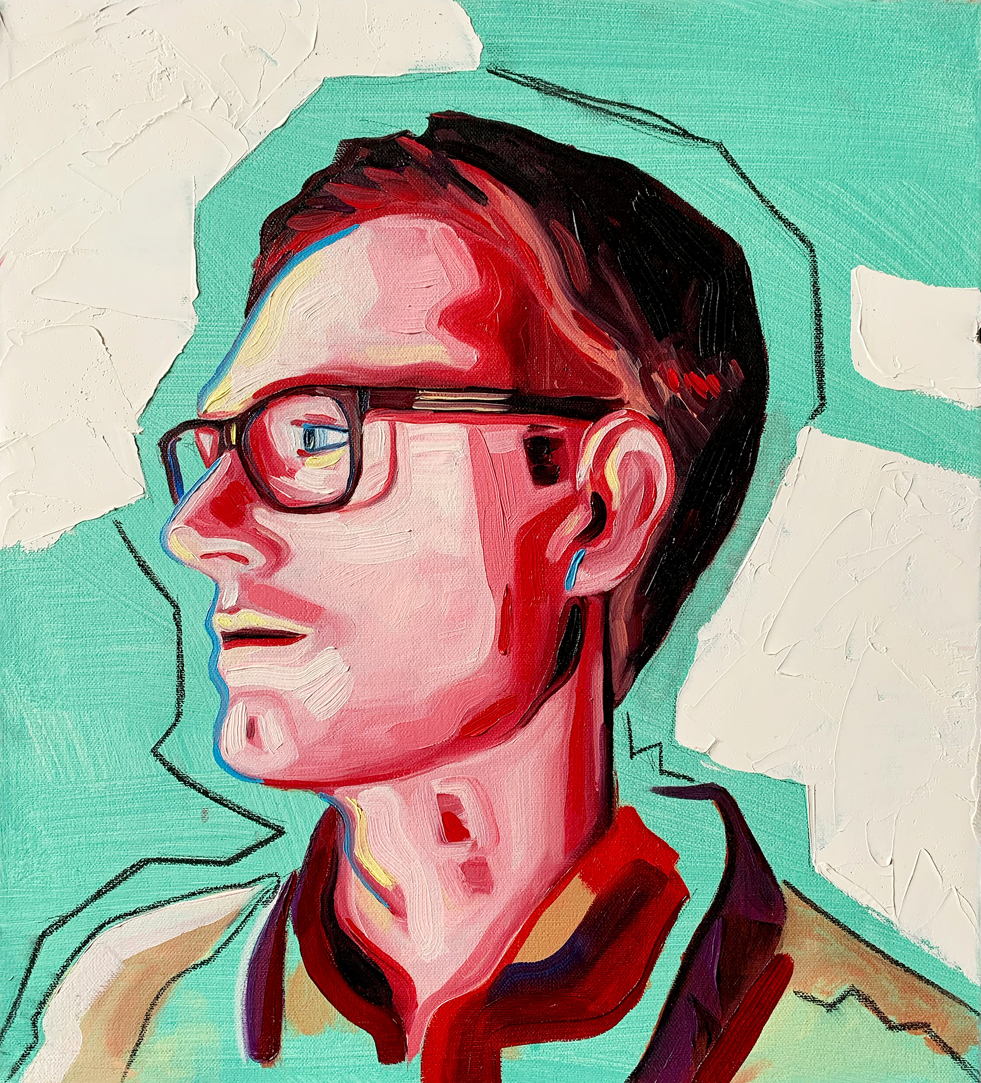 John in Green - 15"x17" - Oil on Canvas
