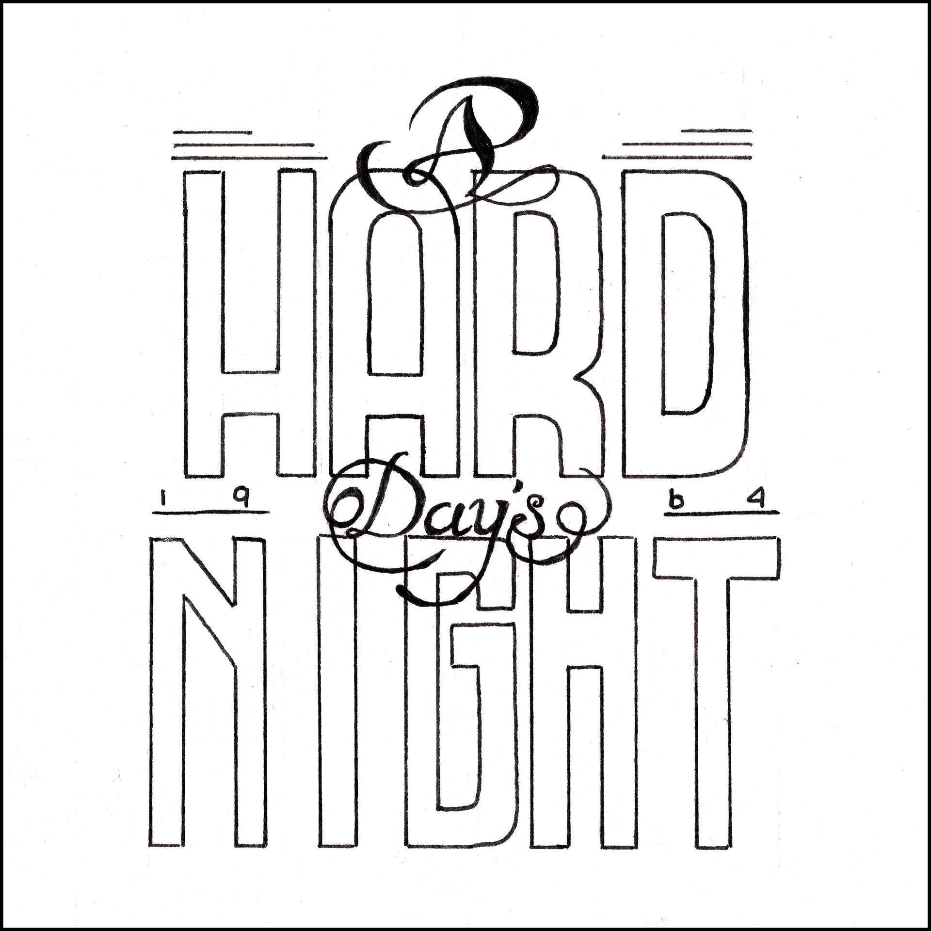A Hard Day's Night - 5"x5" - Ink on Paper