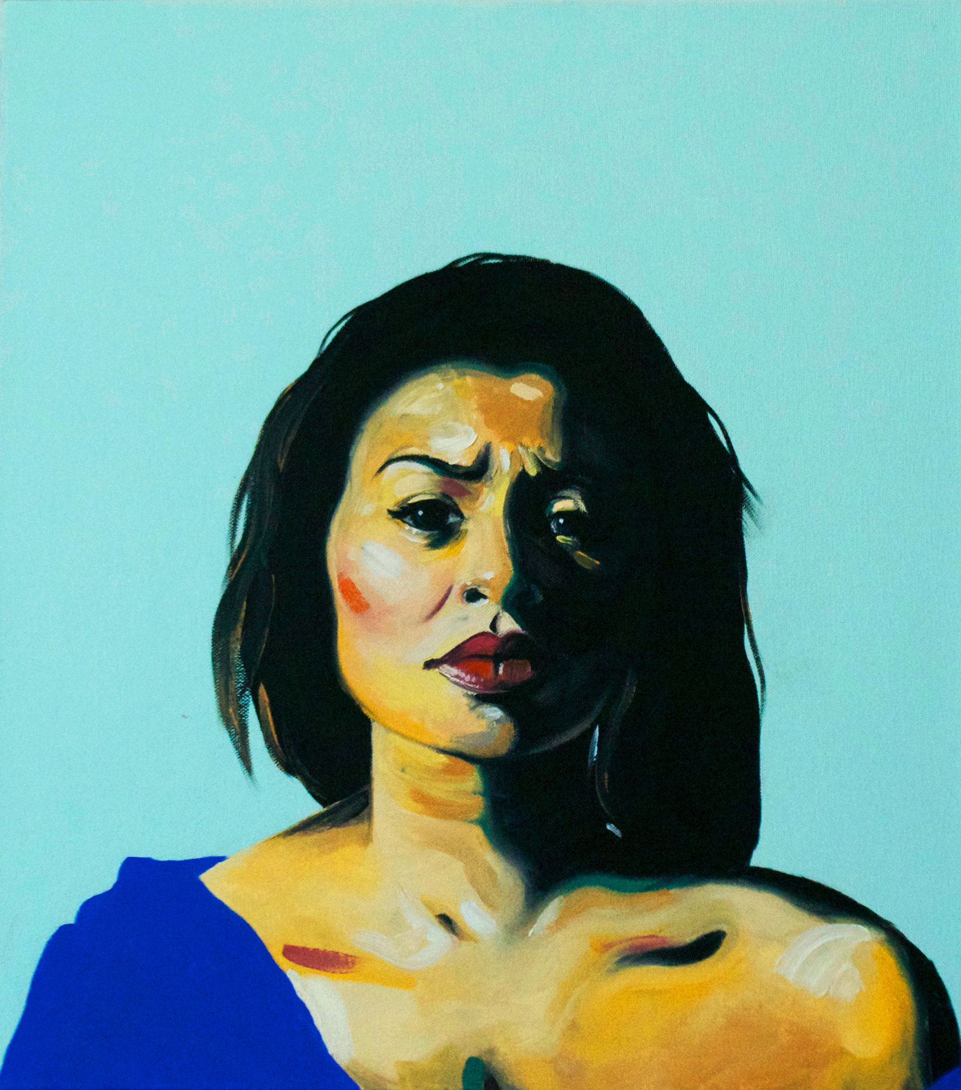 Woman in Teal - 15"x17" - Oil on Canvas