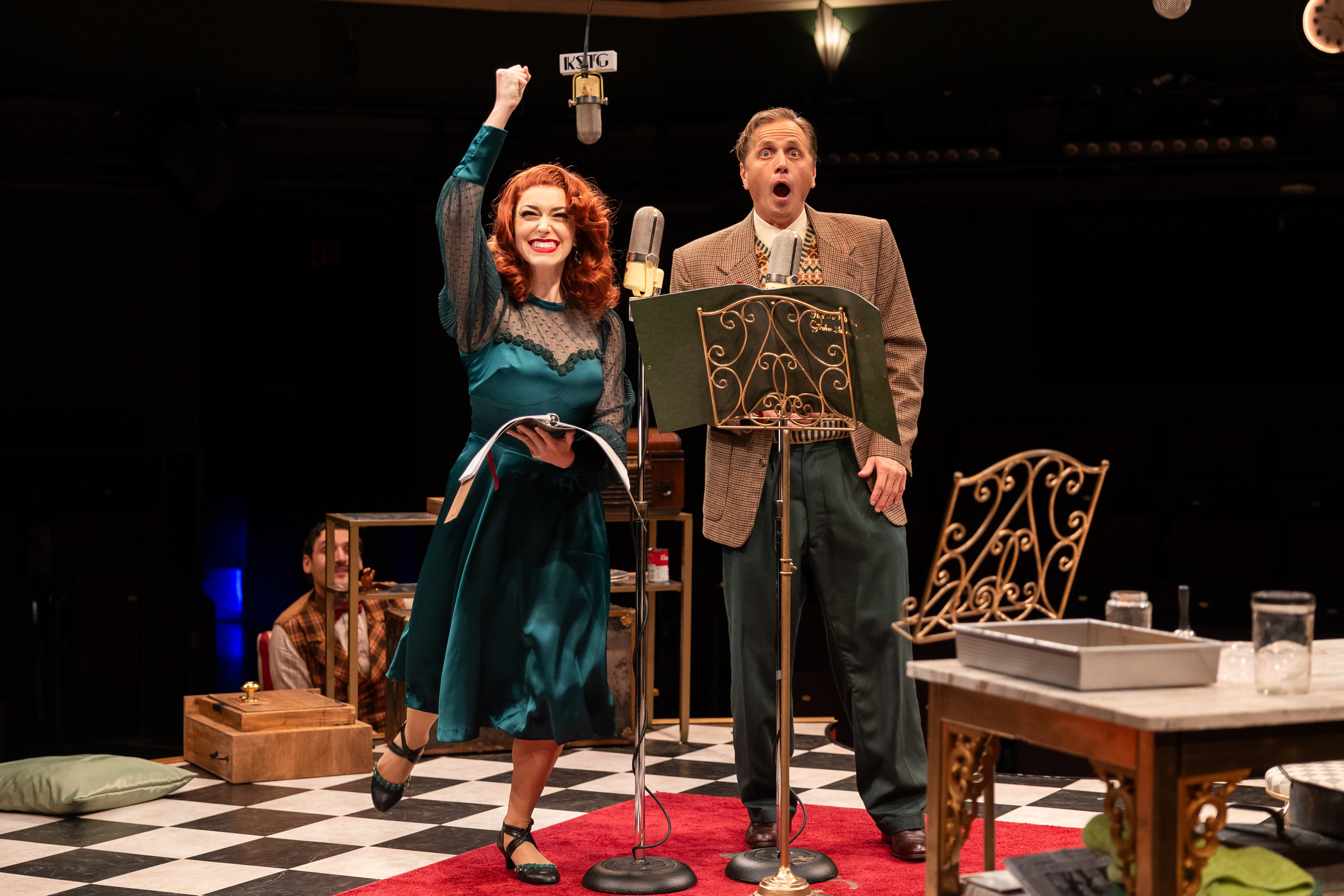 It’s A Wonderful Life: A Live Radio Play   stageshouston.com  WRITTEN BY: JOE LANDRY DIRECTED BY: DEREK CHARLES LIVINGSTON BASED ON THE STORY "THE GREATEST GIFT" BY PHILIP VAN DOREN STERN PRODUCERS: AMY SUTTON AND GARY CHILES  Photo courtesy of Stages Pictured: Cast of It's a Wonderful Life: A Live Radio Play, Stages (2025). Photo by: Melissa Taylor  CREATIVE TEAM Stage Manger: Carlos Cantu Scenic & Properties Designer: Jodi Bobrovsky Lighting Designer: Bryan Ealey Costume Designer: Leah Smith Sound Designer: Robert Leslie Meek Wig Stylist: Gisell Rubio  CAST VIOLET, et al: DeShae LaShawn Mary, et al: Jillian Linton Potter, et al: Gabriel Regojo George Bailey: Ryan Schabach Joseph, et al: Christopher Szeto-Joe  Clarence, et al: Pamela Vogel