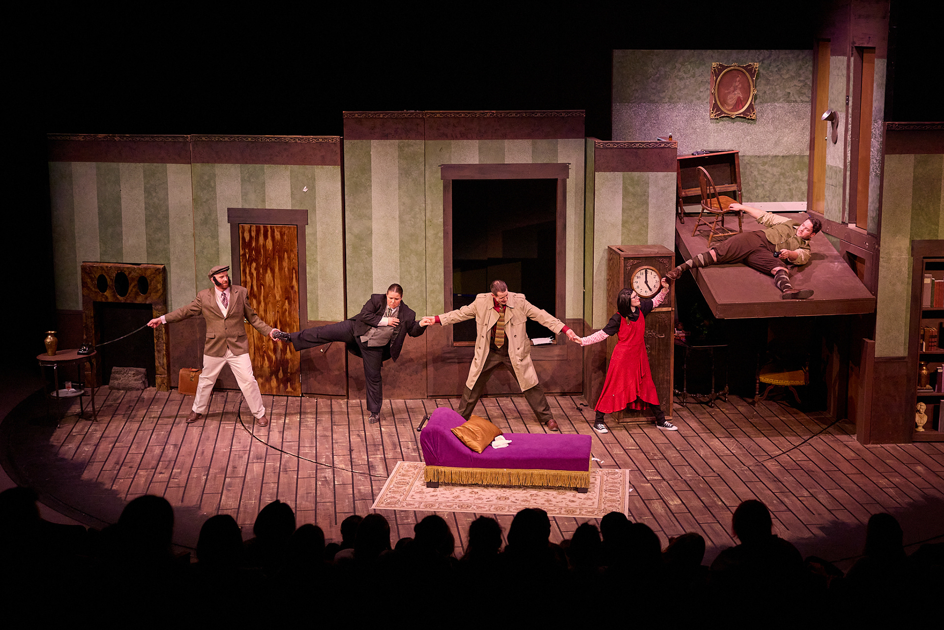 Sheboygan Theatre Company THE PLAY THAT GOES WRONG By: Henry Lewis, Johnathan Sayer & Henry Shields Photographers: Michael Huibregtse & Scott Seifert Full Production Credit: rehearsalreport.com  Director: Ryan Schabach 