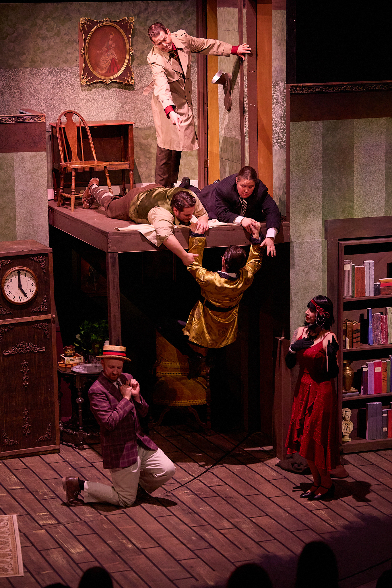 Sheboygan Theatre Company THE PLAY THAT GOES WRONG By: Henry Lewis, Johnathan Sayer & Henry Shields Photographers: Michael Huibregtse & Scott Seifert Full Production Credit: rehearsalreport.com  Director: Ryan Schabach 