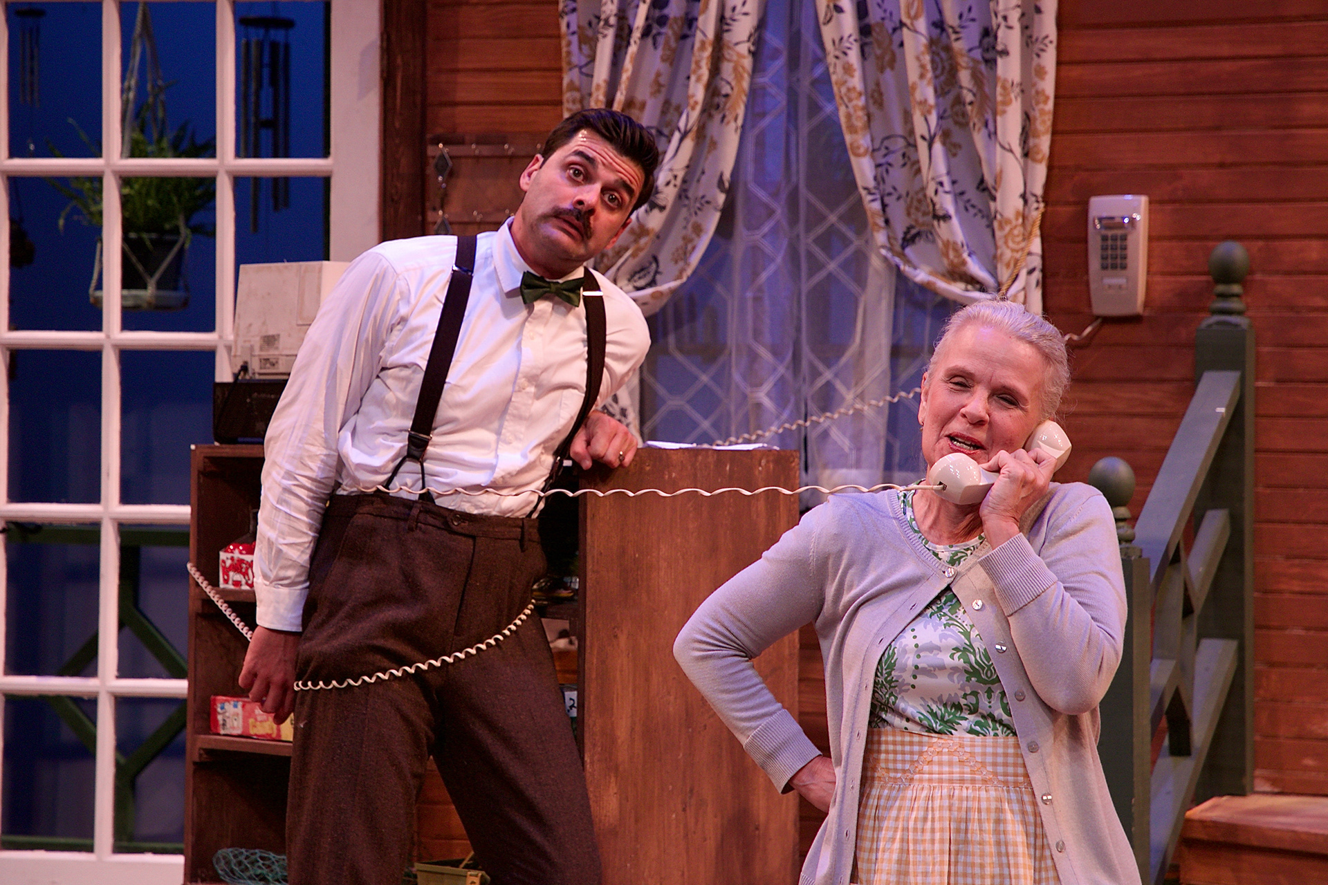 By: Larry Shue Directed by: Ryan Schabach  Photographer: Scott Hill  Set & Scenic: Dean Snider Costume: Kris Hanssen Lighting: David Gipson Sound: Ryan Eisworth Props: Sherry Frank Costume Shop Mang: Charlotta Sisco TD & Stg. Mang.: Alan Will Asst. Stg. Mang.: Jordan Gaskamp Executive AD: Kate Revnell-Smith Prod. Mang.: Alan Will GM: Lisa Thomas Box Office Mang.: LJ Kane  Cast:  John Dunn Justin O’Brien Lisa Thomas Troy Beckman Crystal O’Brien Alan Hall Tyler Galindo Jordan Gaskamp