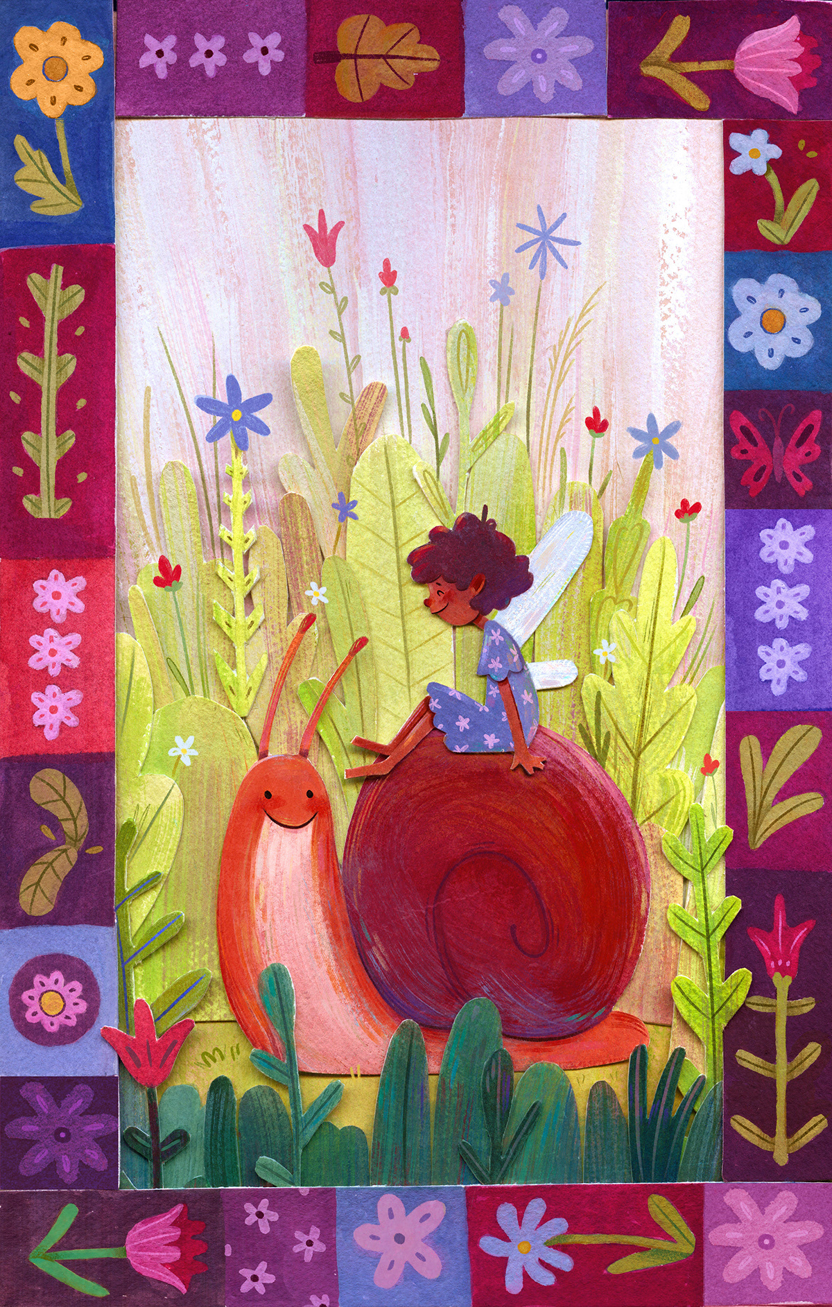 Into the Garden ; Gouache, Paper-cut Collage, Procreate 2025