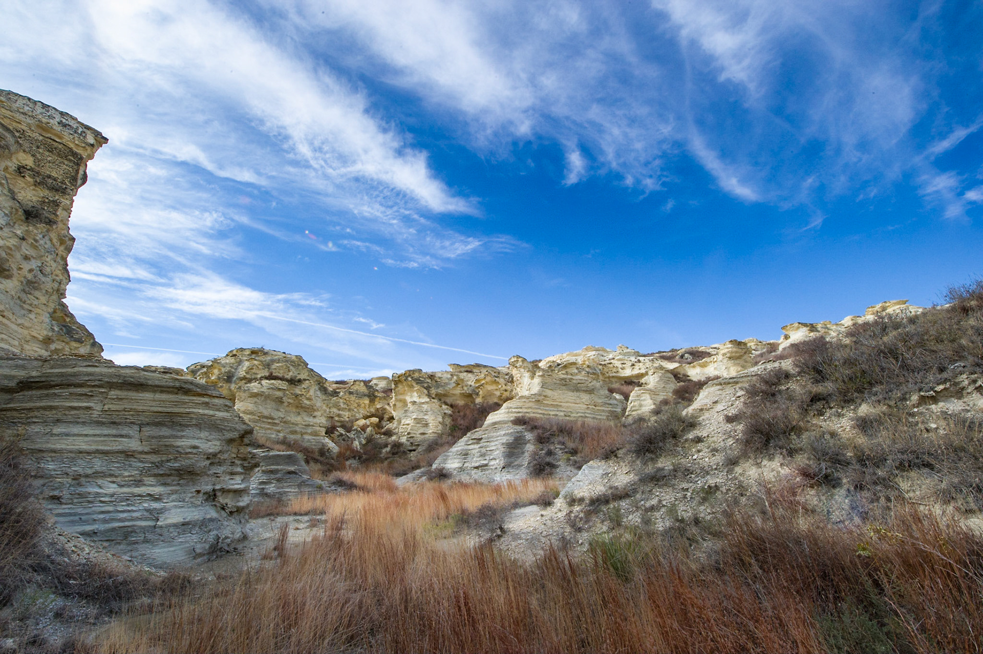 Castle Rocks, southwest of WaKeeney, is a chalk outcropping punctuating the prairie. Due to wind and water erosion, the relatively soft chalk is constantly changing.