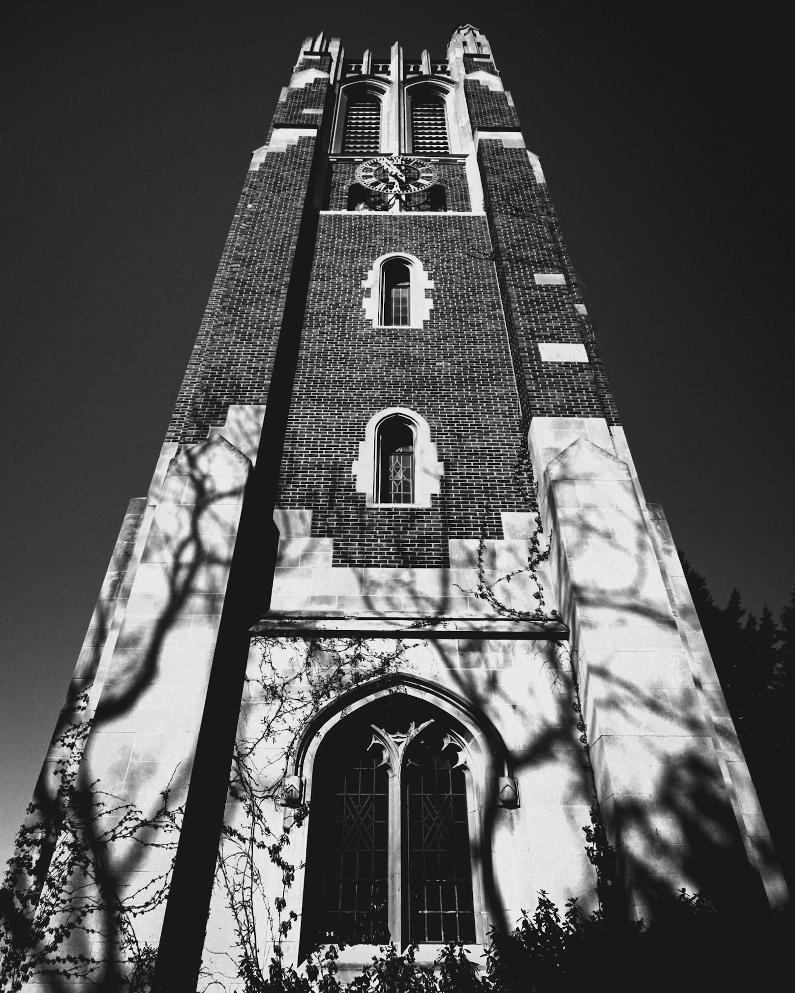 Throwback shot of Beaumont Tower on the Michigan State University campus.