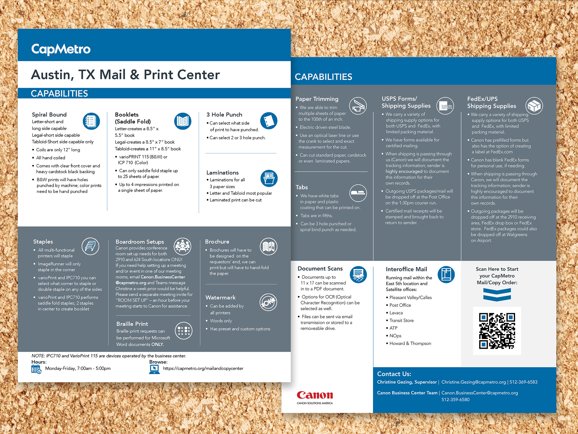 CapMetro Mal and Print Center Capabilities Guide
