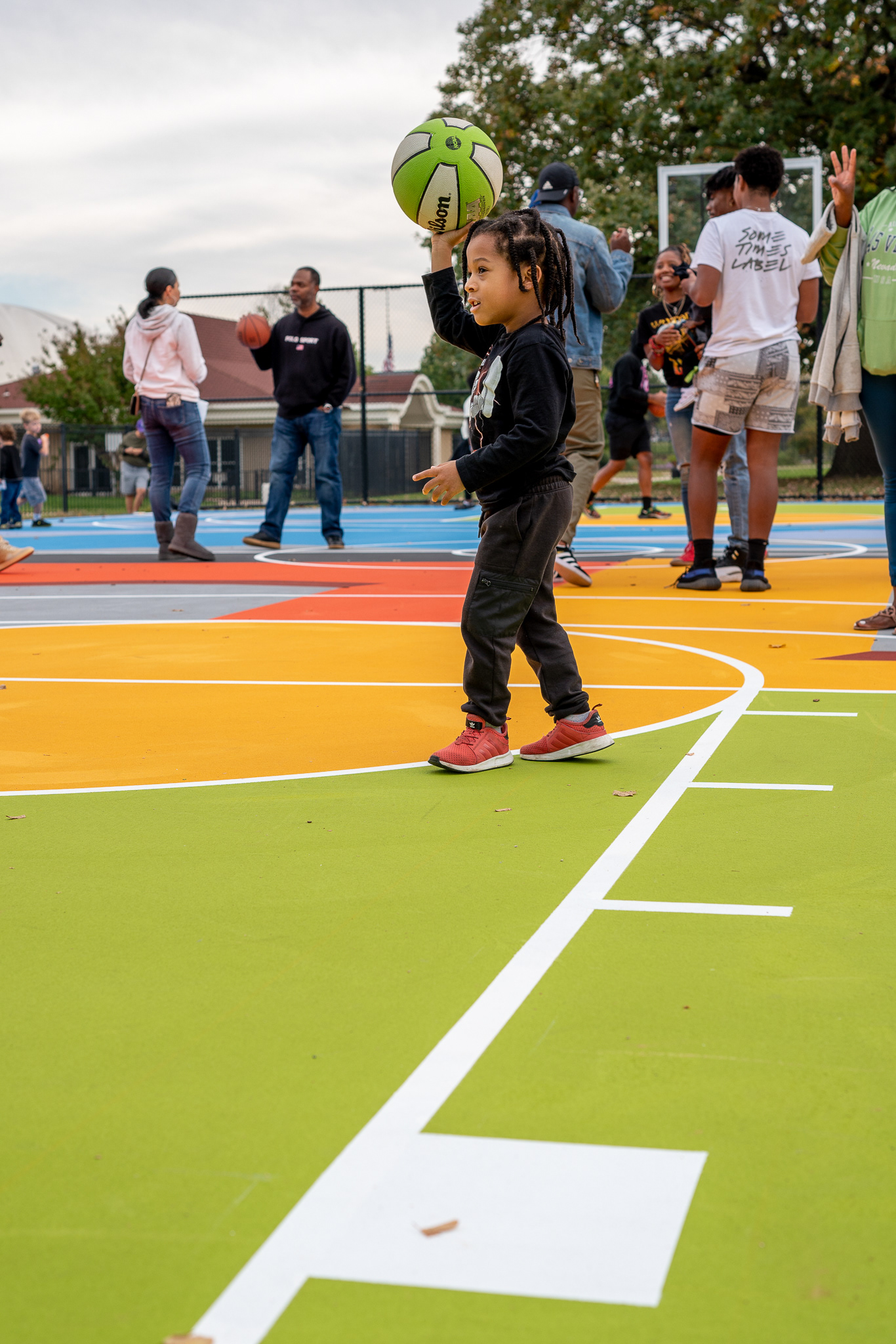 Youth playing basketball