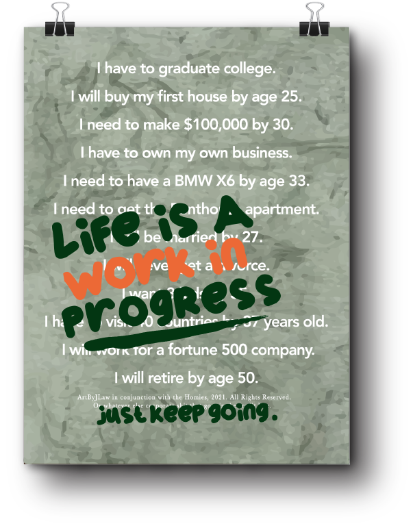 "Life is a work in progress. Just keep going."