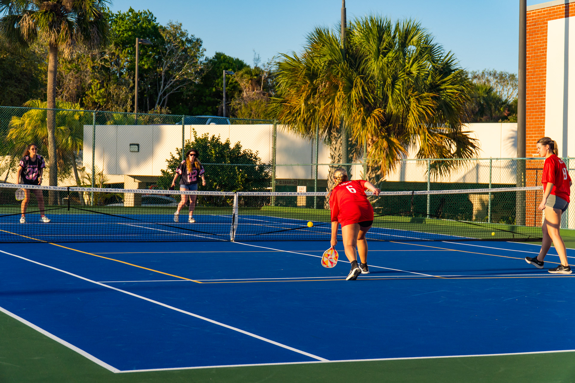 Alpha Phi against Gamma Phi Beta in the pickleball final.