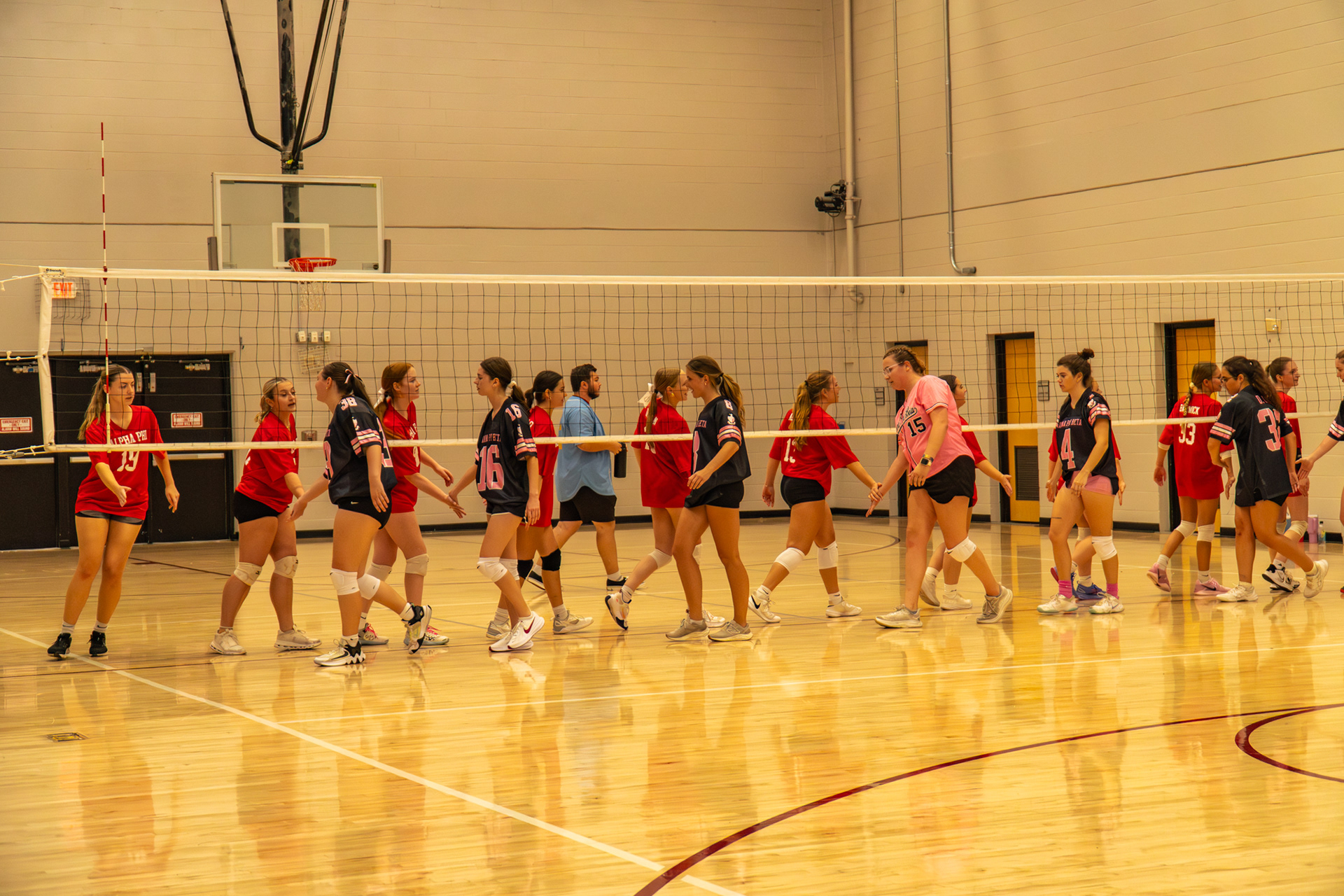 Gamma Phi Beta faces Alpha Phi in the first round of volleyball.