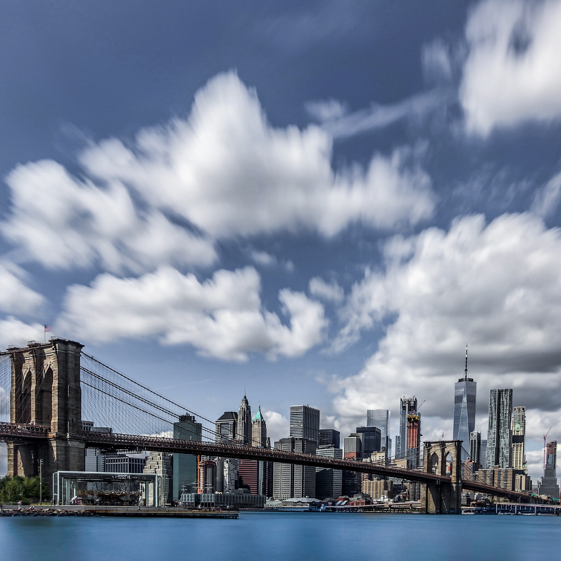 A long exposure of the NY skyline taken from Brooklyn using Slow Shutter Cam App