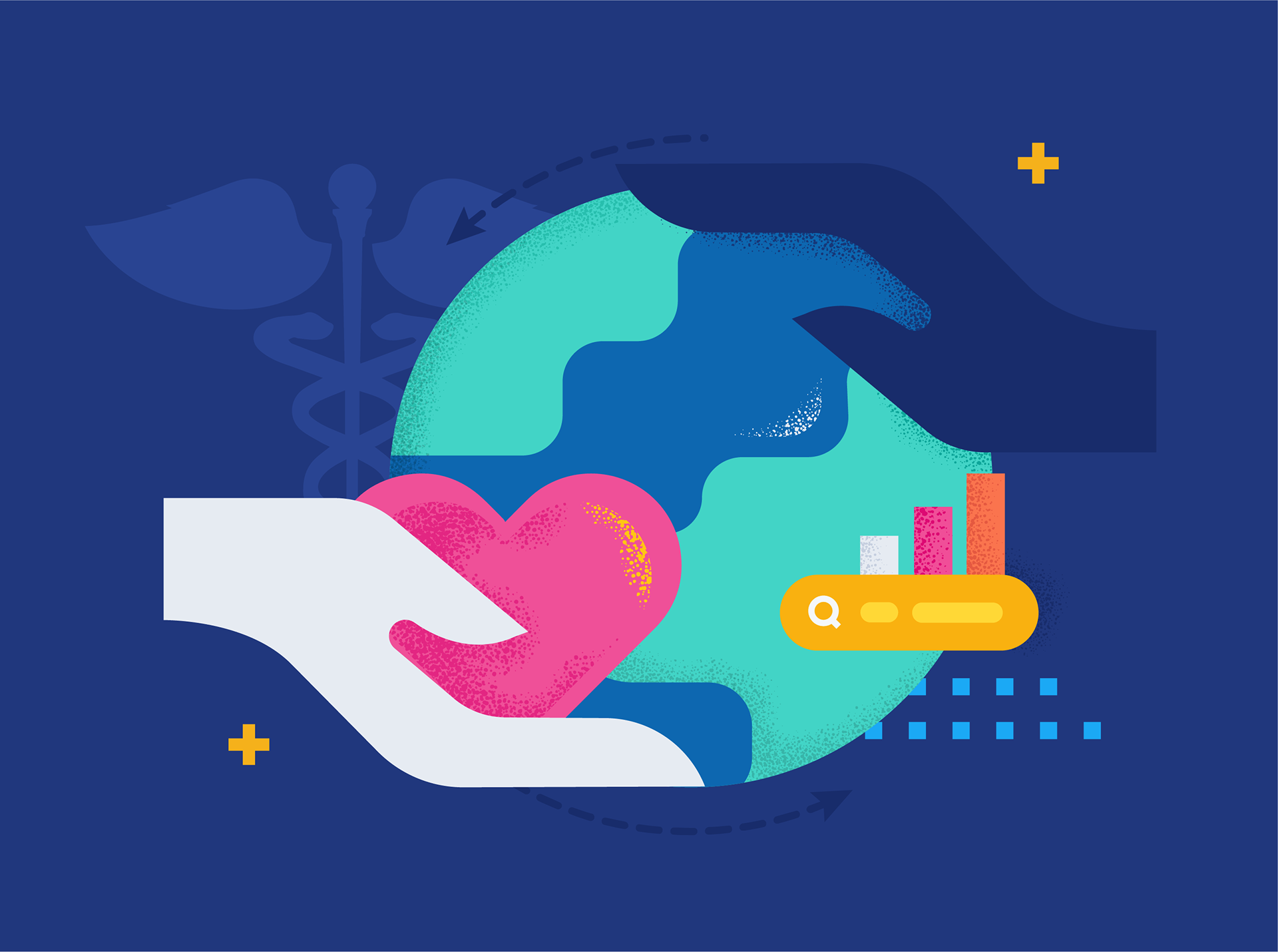 benefits illustration on blue