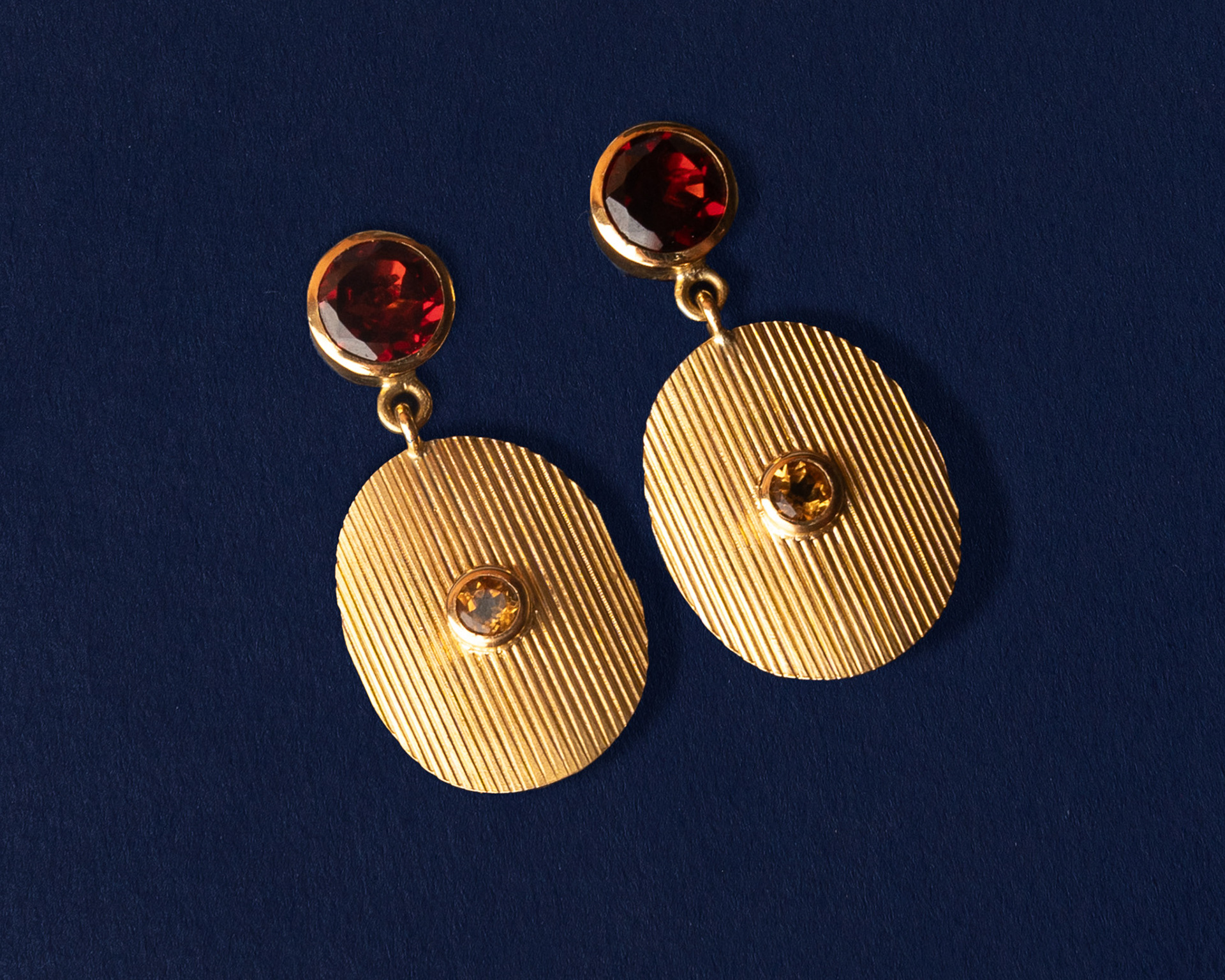 Marce at day // 21k gold, citrines and garnets