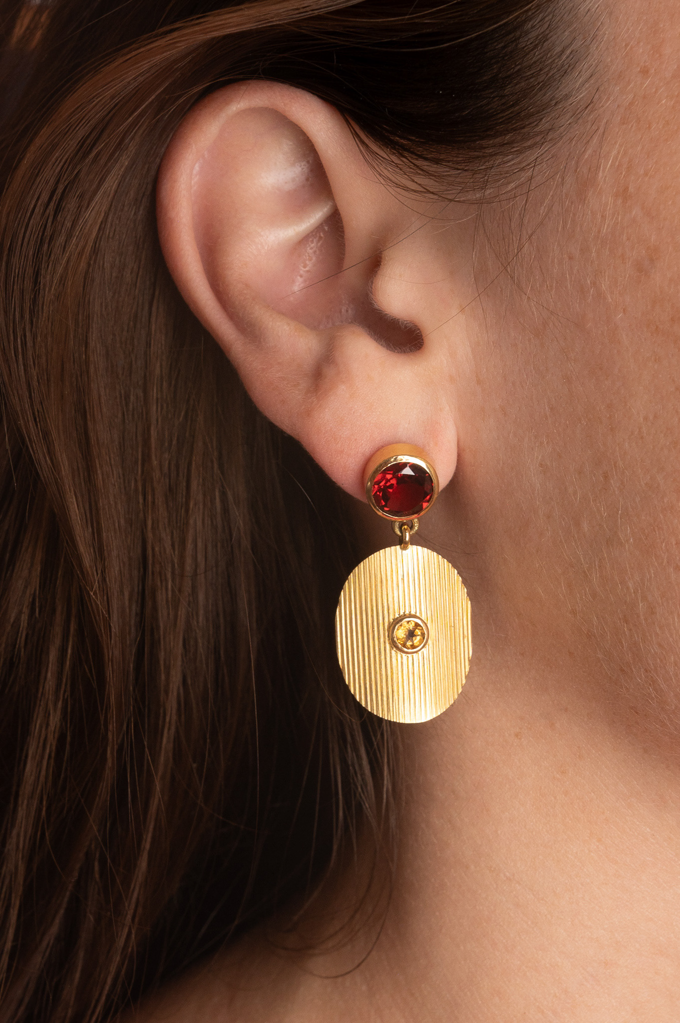 Marce at day // 21k gold, citrines and garnets