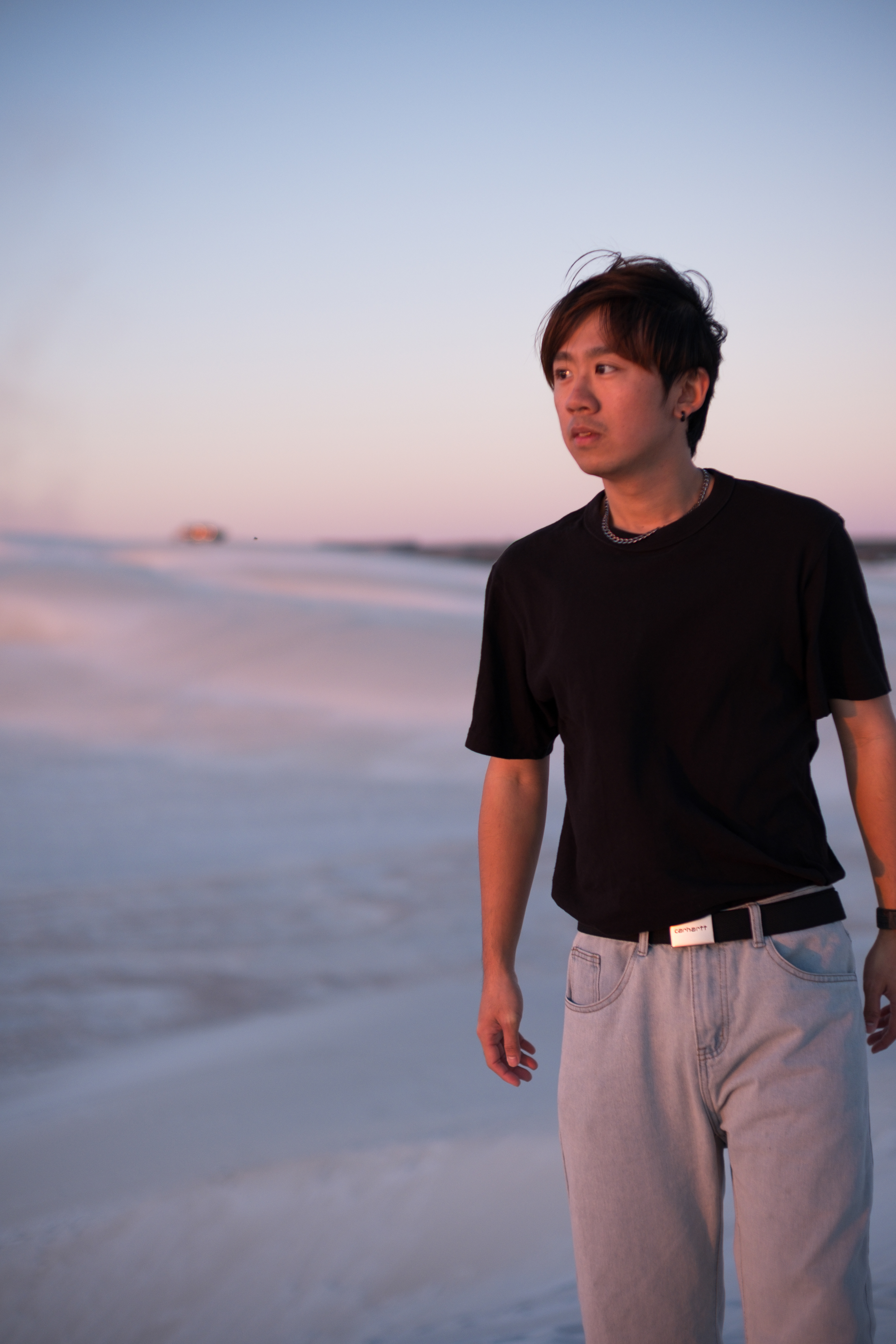 Calm and thoughtful portrait session in the Perth region, in the unique landscape of Lancelin sand dunes.