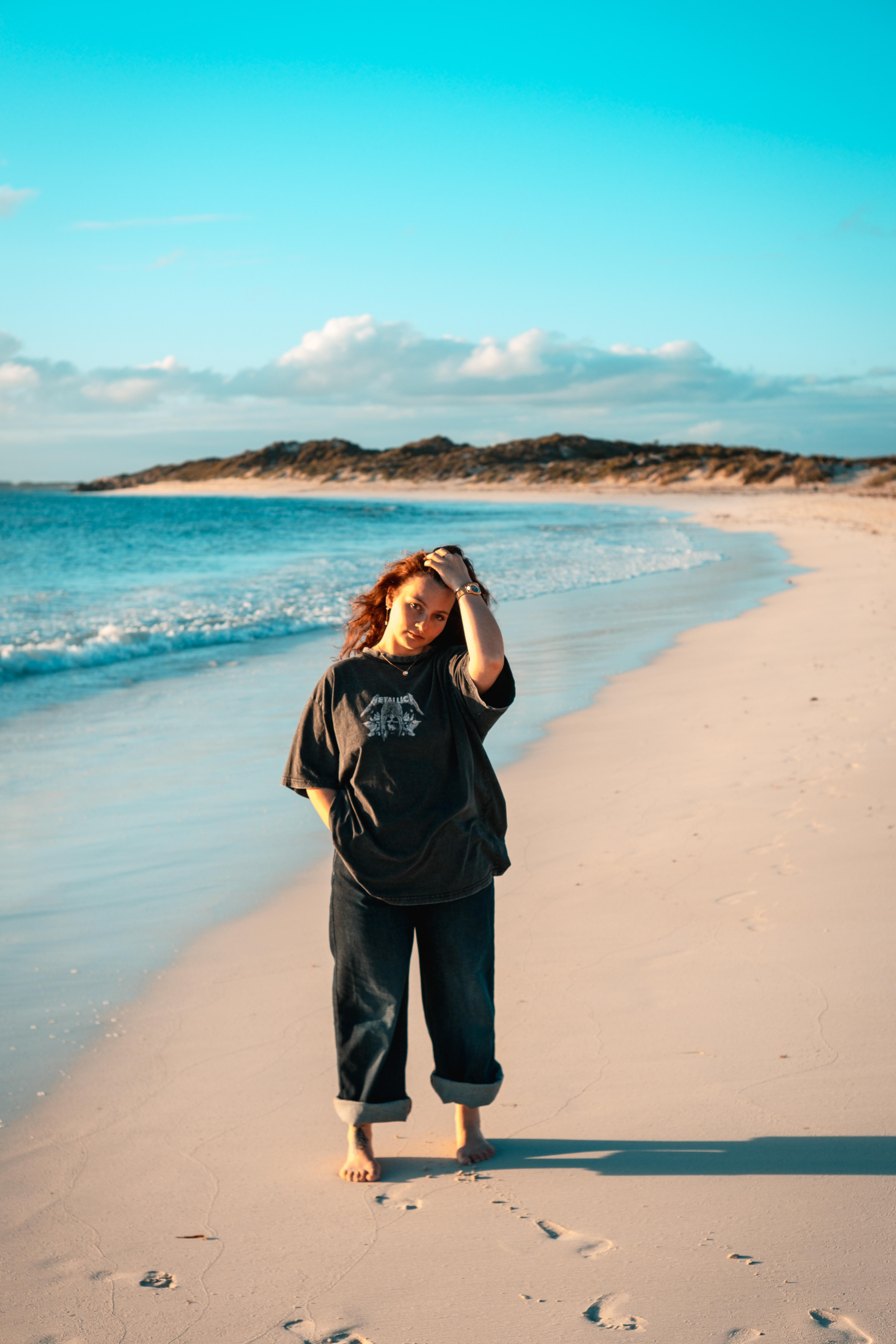 Relaxed beach pose with hands in pockets at Lancelin, Focus by Armand photography