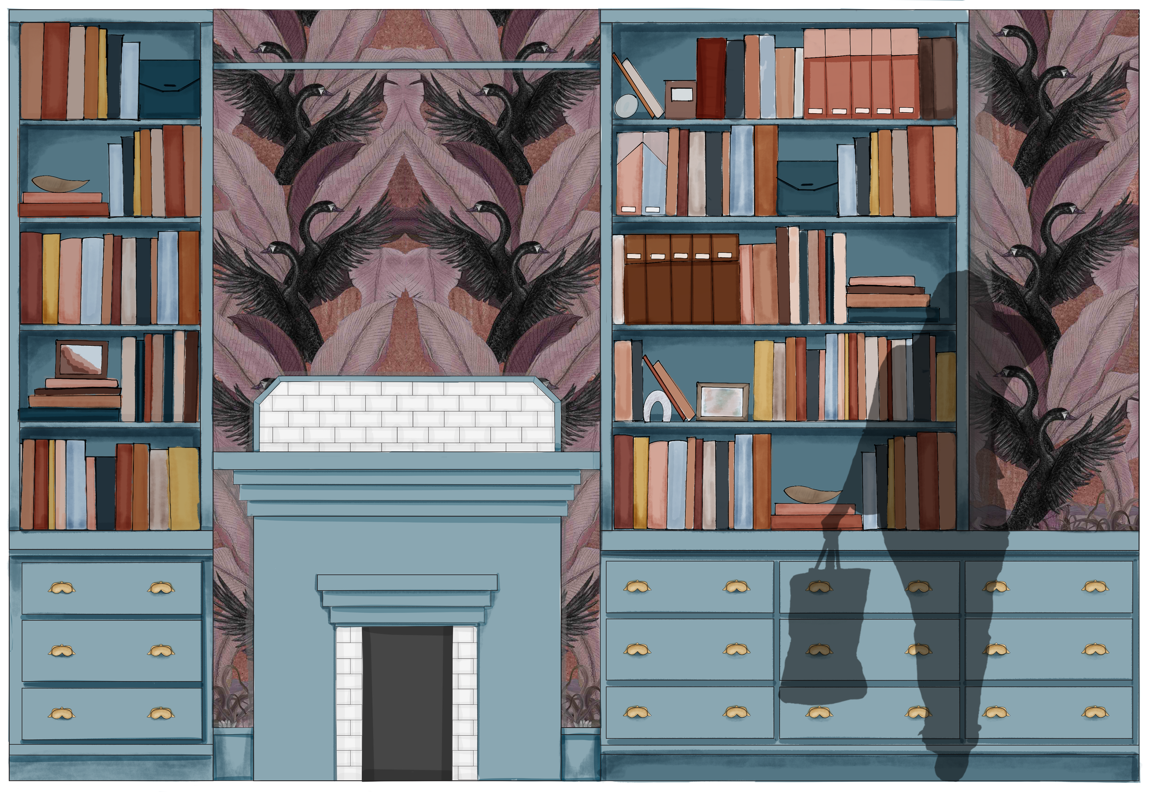 Office fireplace elevation