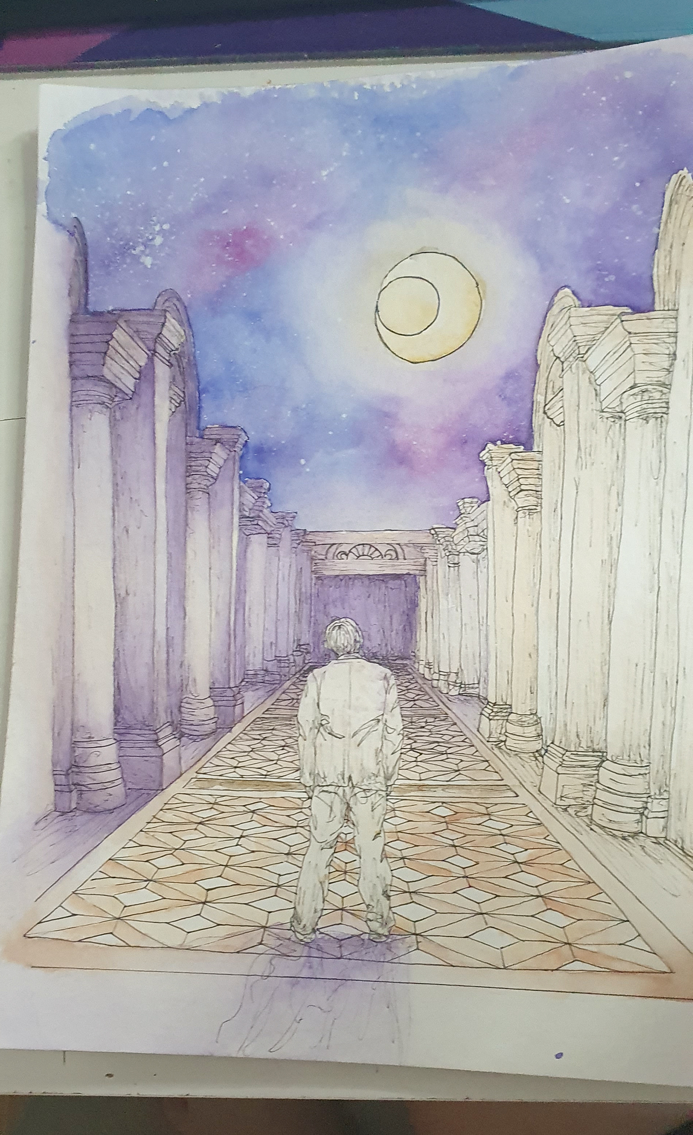 in the middle of coloring the illustrations