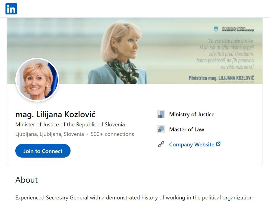 LinkedIn Personal Page - Minister