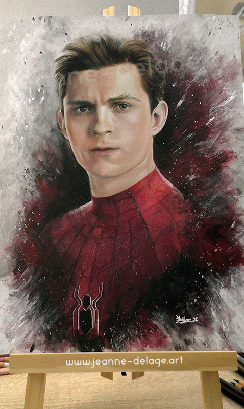 Spide-Man artwork on easel