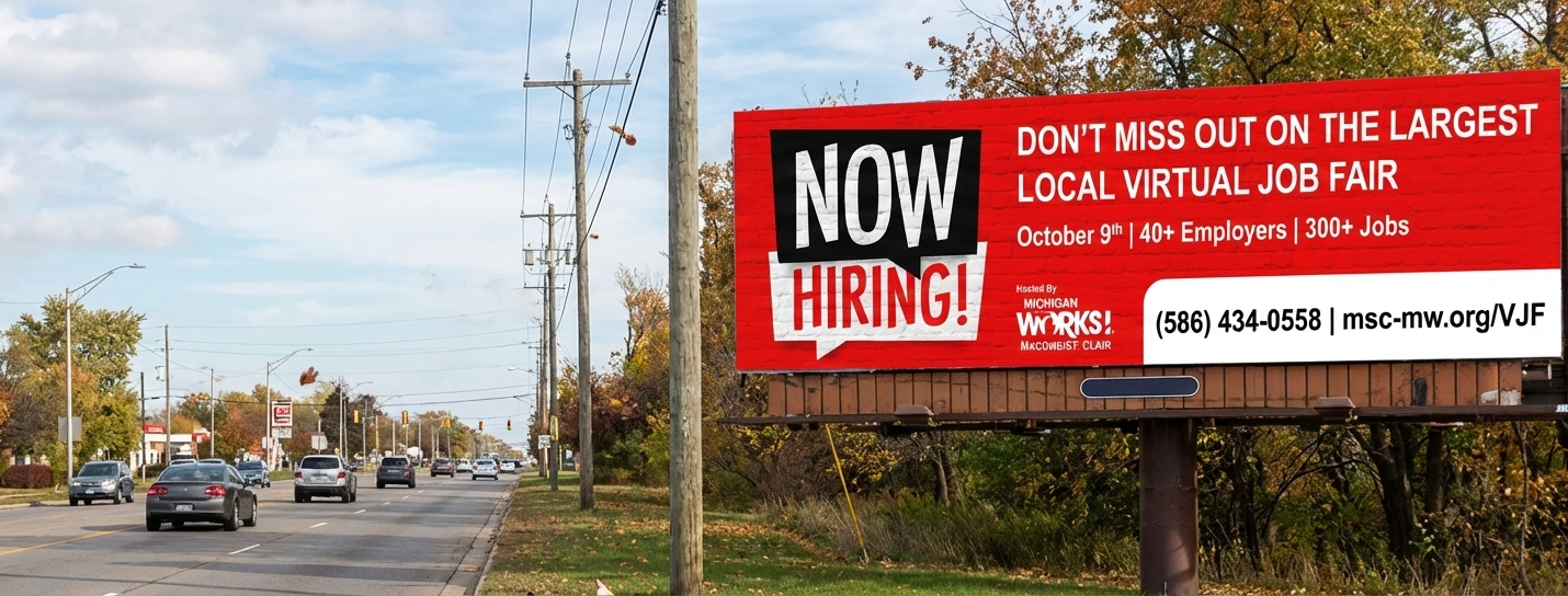 Billboard advertisement to accompany local radio ads