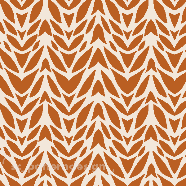 Cutout Abstract Damask Floral - Dark orange - scpatterndesign