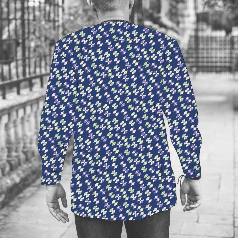 Softly Retro Geo Abstract Butterfly Design Pattern by Stéphanie Chauvel Blue & Green Mockup