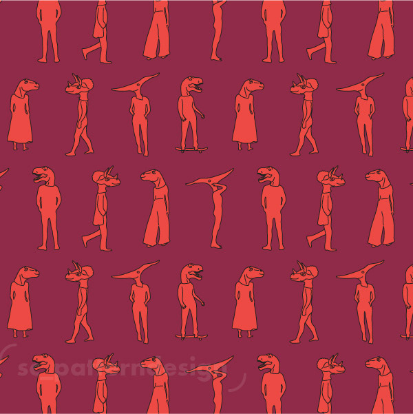 Dino Humans Conversational Design Pattern by sc_patterndesign Red& Orange