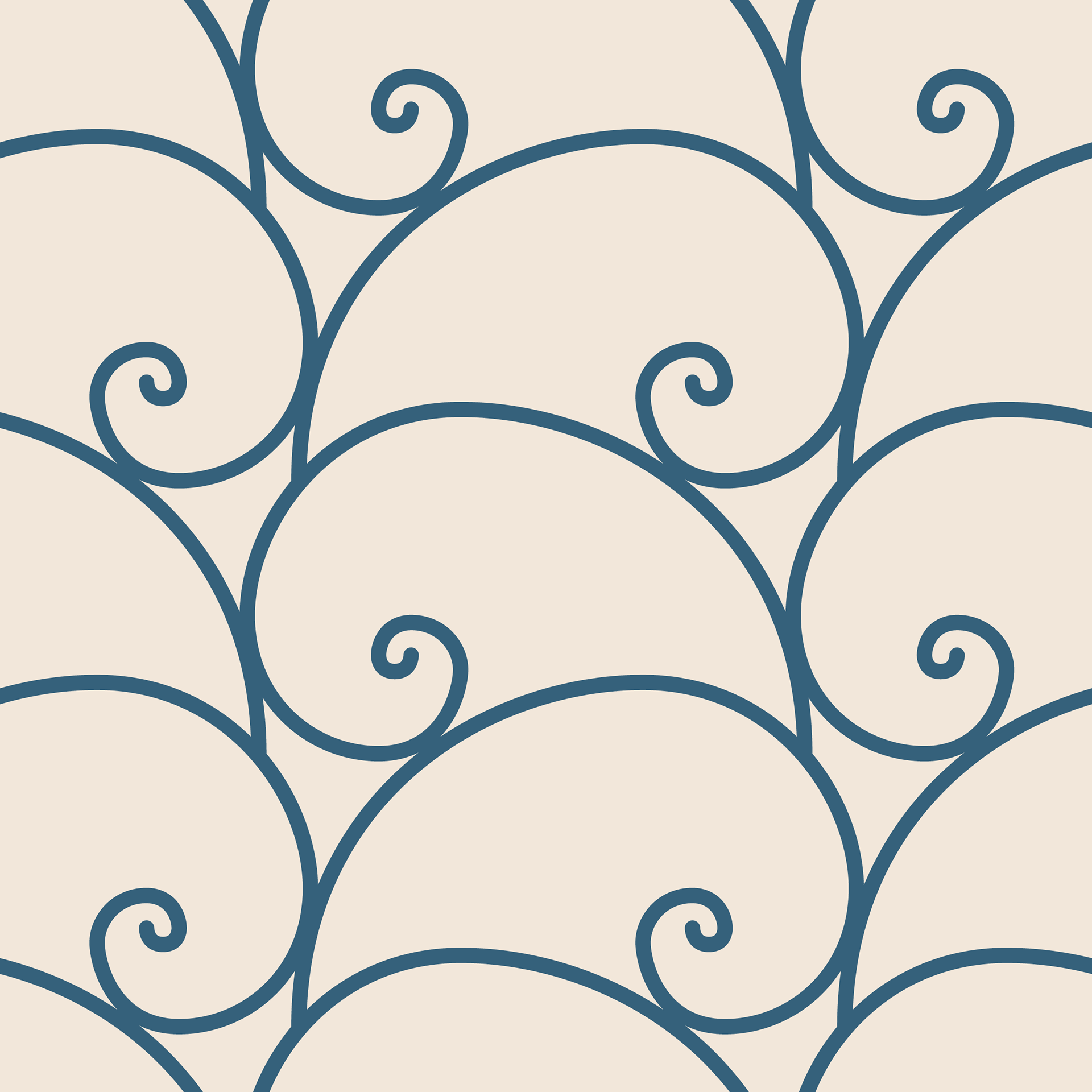 Fibonacci Wave Shell Spiral scpatterndesign blue on cream