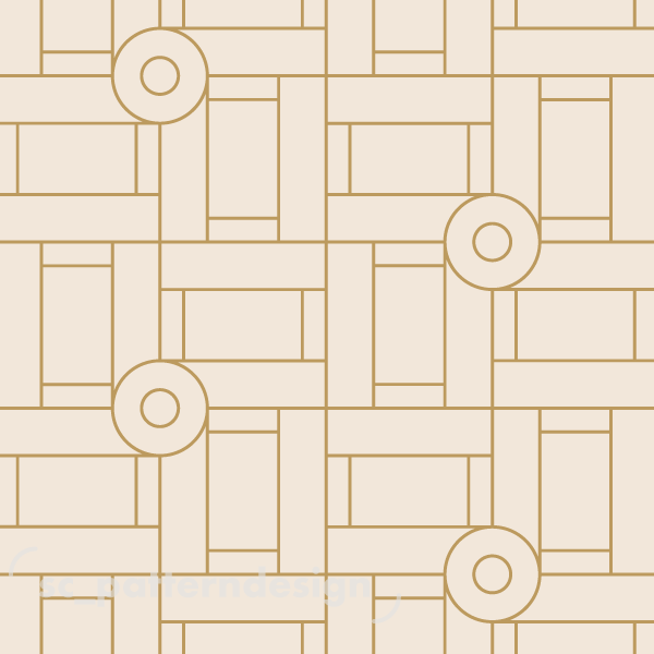 Bauhaus Art Deco Linework scpatterndesign cream gold