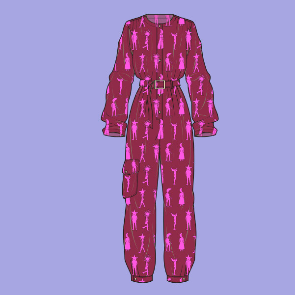 Cosmic Heads Conversational Pattern by sc_patterndesign mockup womenswear