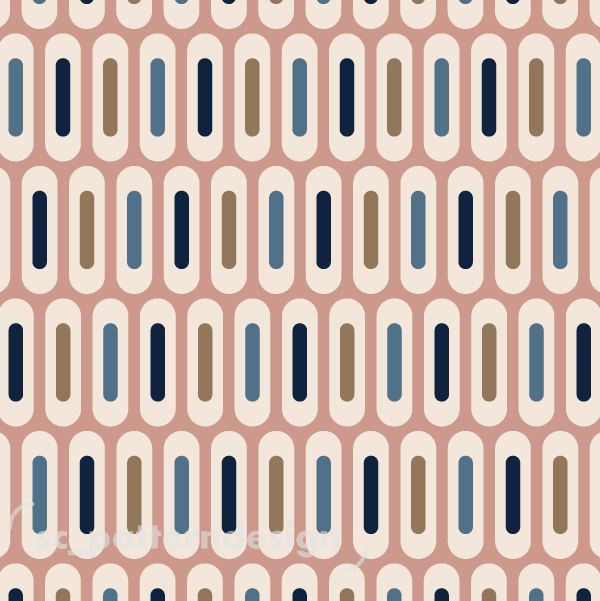 Geometric Mid Century Ovals scpatterndesign Pink