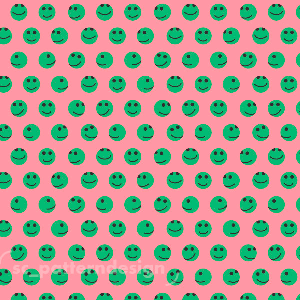 Happy Crowd Pastel Smileys Conversationnels Design by sc_patterndesign Pink and green