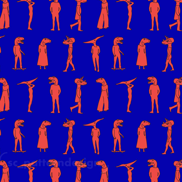 Dino Humans Conversational Design Pattern by sc_patterndesign Blue & Orange