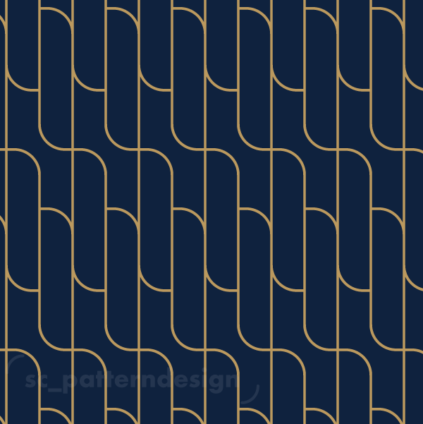 Art Deco Arches scpatterndesign Navy Blue & Gold