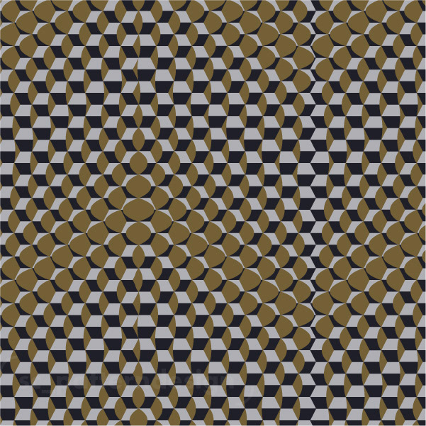 Tessellated Combs Geo Design for wallpaper by sc_patterndesign Stephanie Chauvel black and dark gold